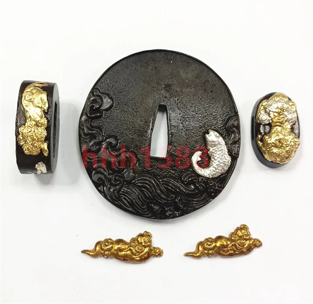 Amazing Copper Brass Plated Gold Silver Tsuba Handguard Fuchi Kashira Menuki For Real Japanese Samurai Katana Sword Fittings