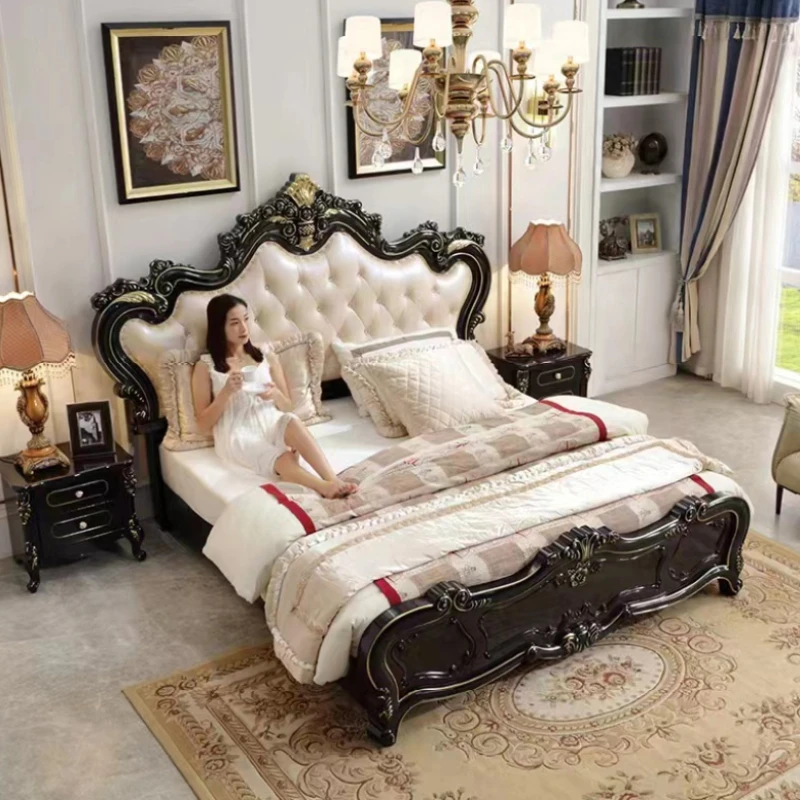 

Aesthetic Designer Bed Frame Master European Throne Luxury King Size Twin Frame Bed Modern Princess Muebles Backyard Furniture