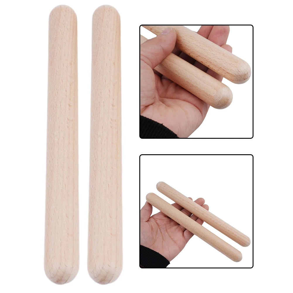 2PCS Classic Claves Rhythm Rods Wooden Drum Rods Classic Claves Percussion Instrument Kid Children Musical Rhythm Learning Parts