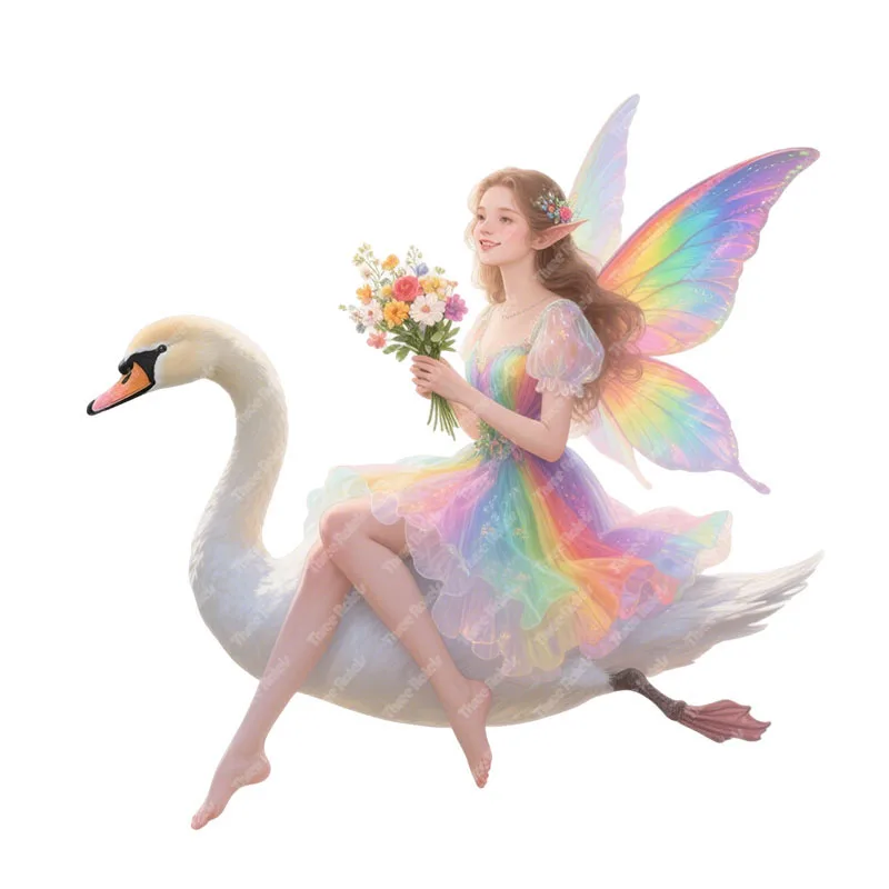 Three Ratels CAA98   Beautiful Swan and Flower Fairy stickers for home decoration wall stickers PVC Car decals