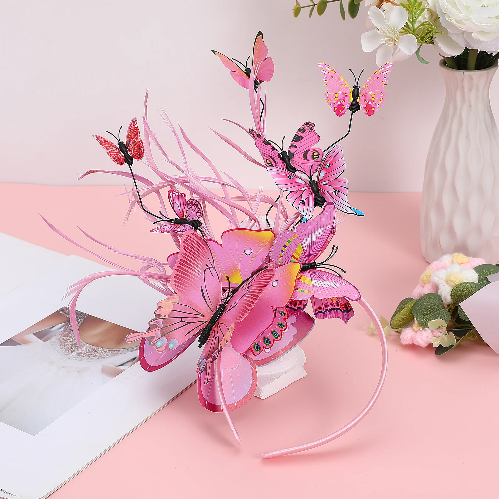 

Comfortable Wearing Experience Butterfly Fascinator Headbands For Ladies Tea Party And Carnivals