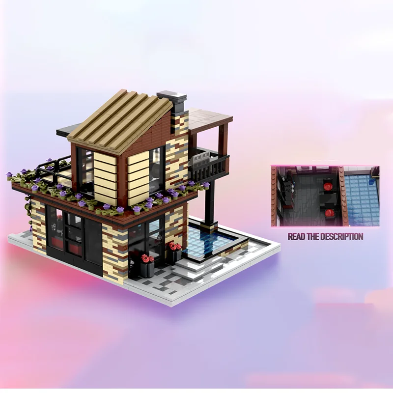 2495 قطعة MOC منزل مخصص حديث 4 نموذج مدني عالي التقنية هدية الكريسماس اللبنات تجميع لتقوم بها بنفسك فكرة لعبة عيد ميلاد الاطفال #3
