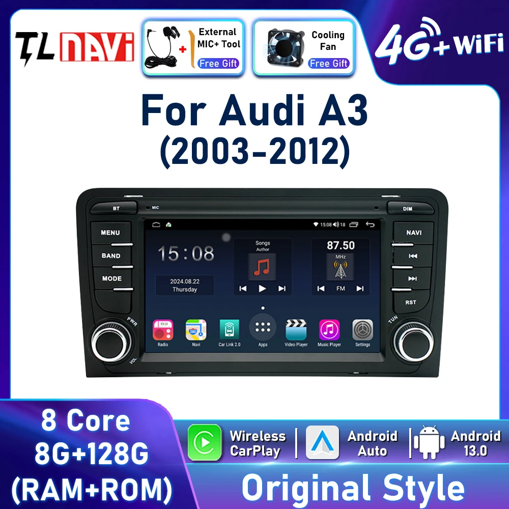 Original car style Android Screen Car Radio For Audi A3 2003 2004 2005 - 2012 Head unit Multimedia Player GPS Navigation Carplay