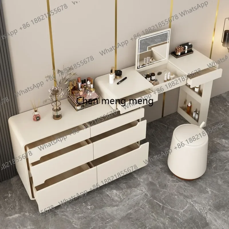 White Bedroom Vanity Table Makeup Mirror Desk Chair Dressing Table Storage Drawers Living Room