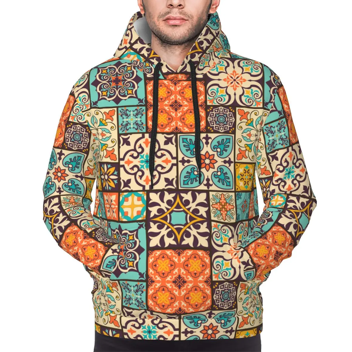 Mexican Southwest Art Hoodie Men Women Sweatshirt Graphic Mexico Tile Kanga Pocket Hoodies Casual Hoodie Long Sleeve Shirts