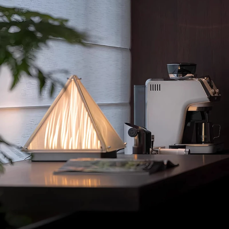 

Nordic Pyramid Table Lamp Artistic Glass Dimmable Desk Lamp for Bedroom Nightstand Light Living Room Hotel Ambiance Lighting