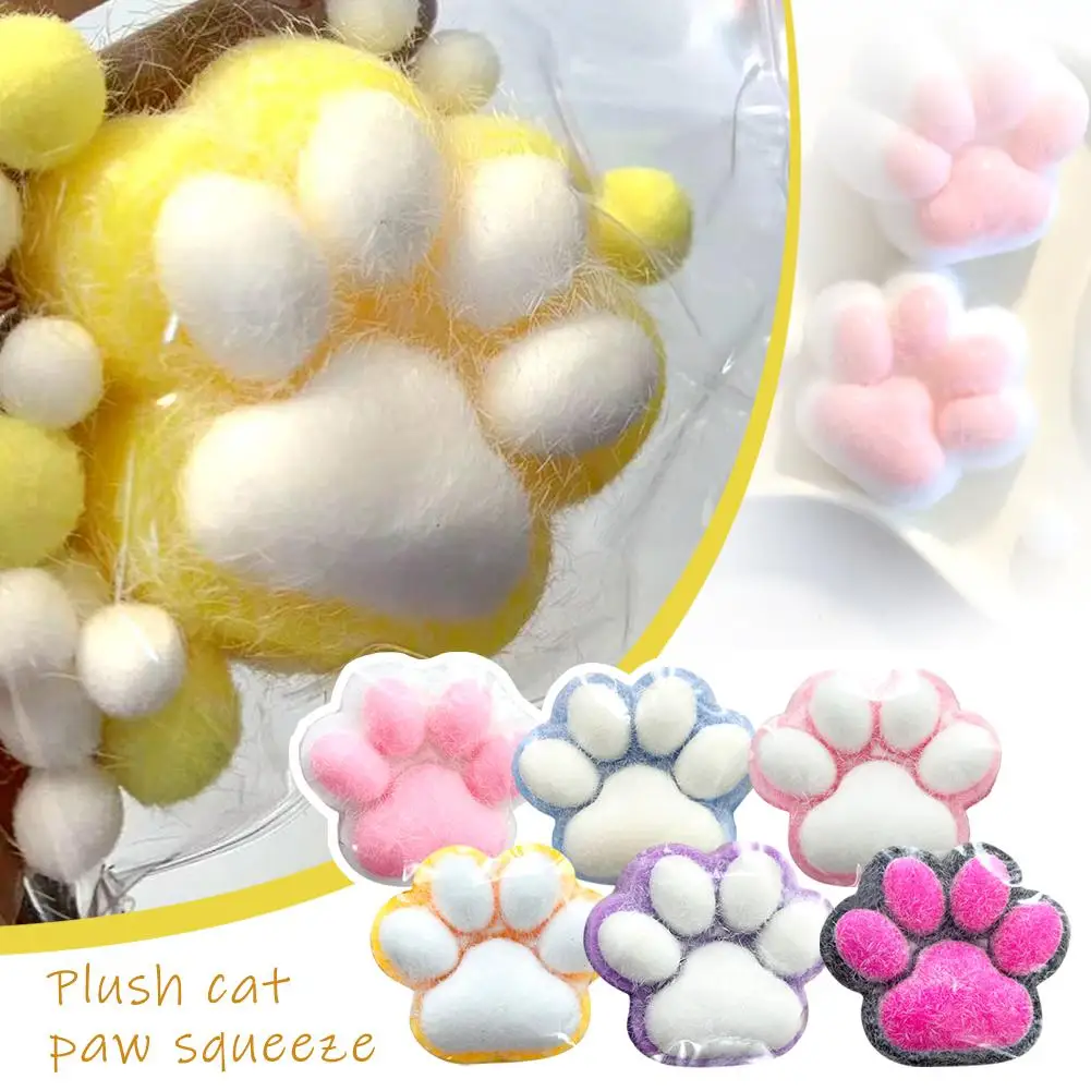 

Water Sensitive Plush Cat Paw Kneading Slow Rebound Decompression Cute Kneading Toy Silicone Squeeze Toys For Stress Relief C8H5