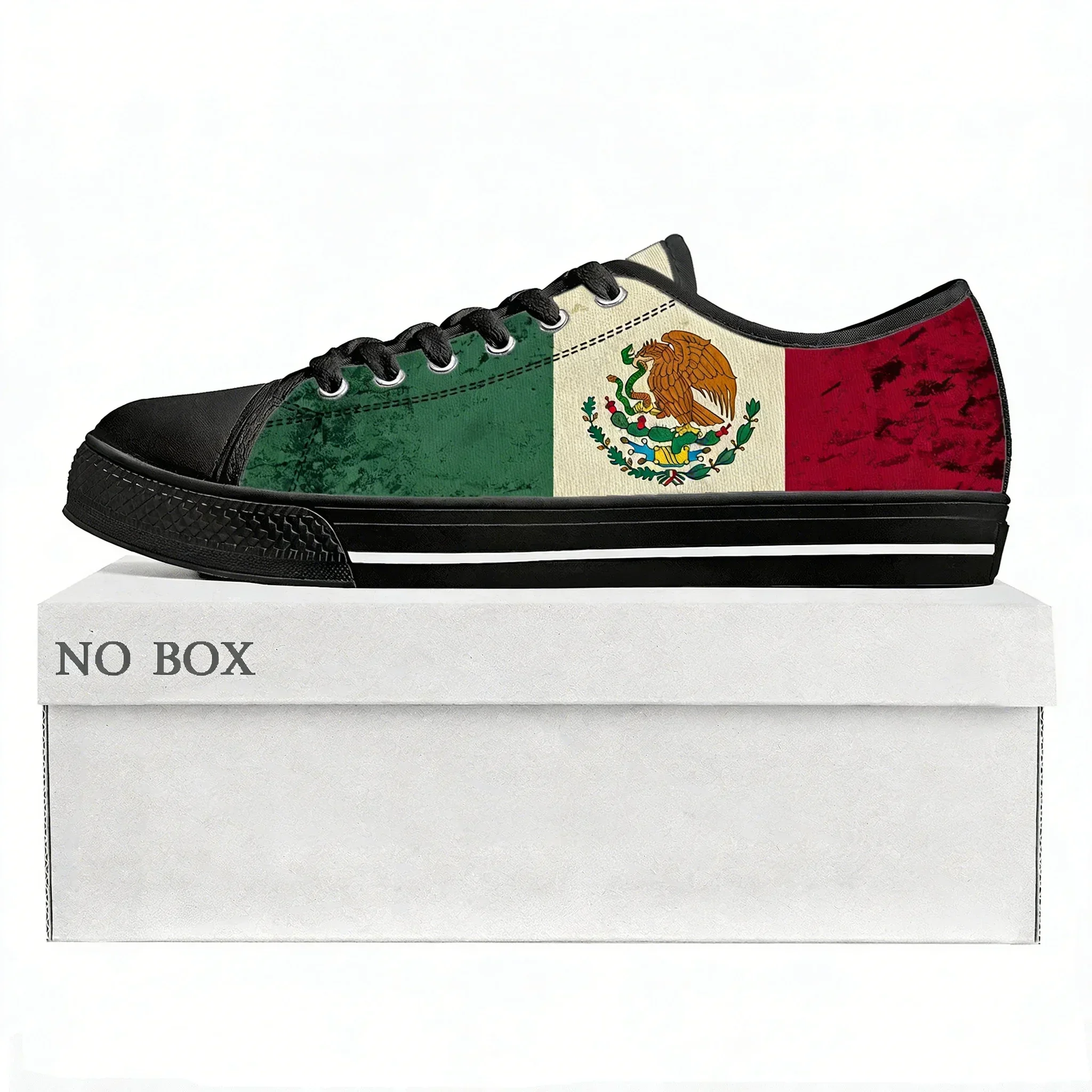 Mexican Flag Low Top Sneakers Mens Womens Canvas Sneaker Mexico Prode Casual Couple Shoes Custom Shoe