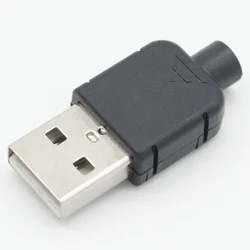 DIY USB 2.0 커넥터 플러그 A 타입 수 4 핀 어셈블리 어댑터, 소켓 솔더 타입, 데이터 연결용 블랙 플라스틱 쉘, 10 세트