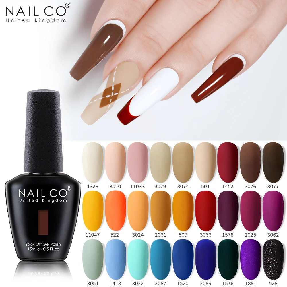 NAILCO-esmalte de uñas en Gel, 15ml, todo para manicura, barnices semipermanentes, Gel para remojar, Base UV LED, Gel de capa mate súper superior