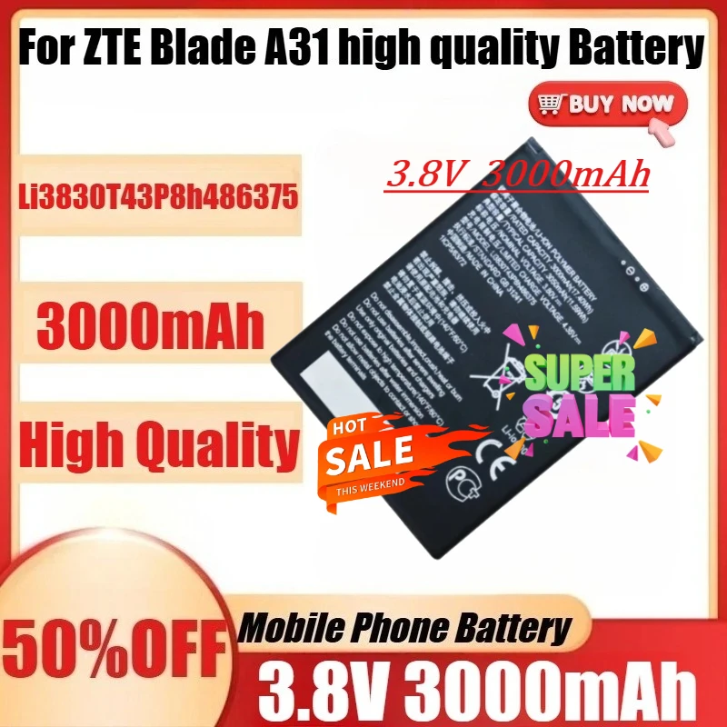 

Li3830T43P8h486375 For ZTE Blade A31 Battery + Tools New Li3830T43P8h486375 3.8V 3000mAh Battery