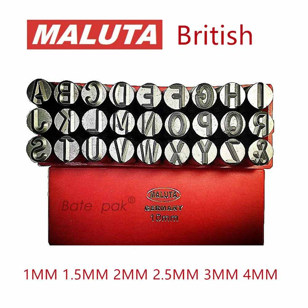 BateRpak 1/1.5/2/2.5/3/4mm A-Z British steel seal,Car Chassis Steel word punch stamp/MALUTA stamp letters,27pcs/box