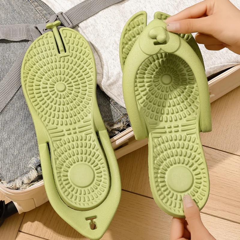 Summer Women Folding Slippers Adults Portable Trip Travel Sandals Couples Indoor Soft Slides Men Beach Non-slip EVA Shoes