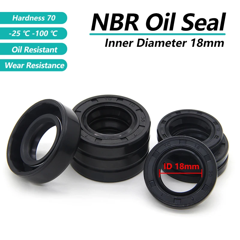 

2/5/10pcs ID18mm NBR Oil Seal TC-18*24/25/26/27/28/30/32/35/40/42/45/47*5/6/7/8/10mm Nitrile Rubber Shaft Double Lip Oil Gasket