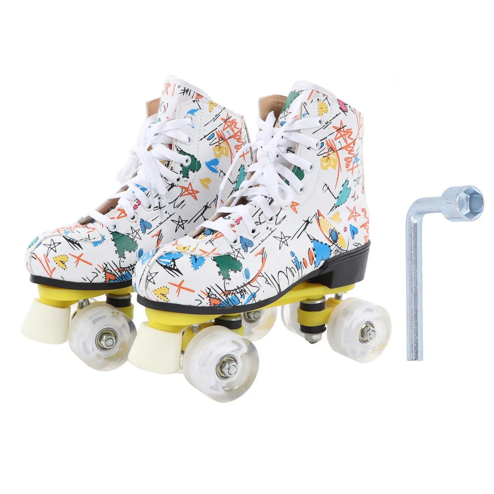

4 Wheel White Graffiti Skate Size 38 for kids for outdoor