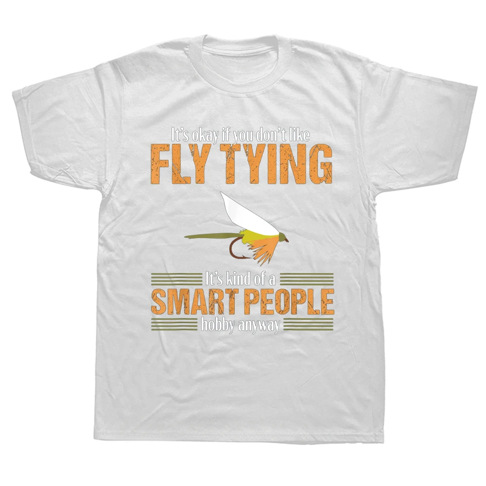 Cotton Streetwear Short Sleeve Birthday Gifts Summer Style T-shirt Mens Clothing Smart People Fly Fishing Fish Lover T Shirts