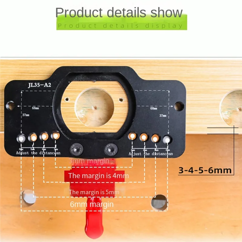 【Hot Selling】Woodworking 35MM Hinge Hole Opener Cabinet Door Aircraft Hinge Positioner Auxiliary Tool Hole Distance Adjustable