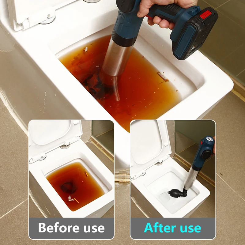 Kitchen WC Sewer Sink Cleaning Pipe Dredger Blockage Tool Wireless Lithium Battery Pipe Dredger Sewer Unblocker Accessories Kit