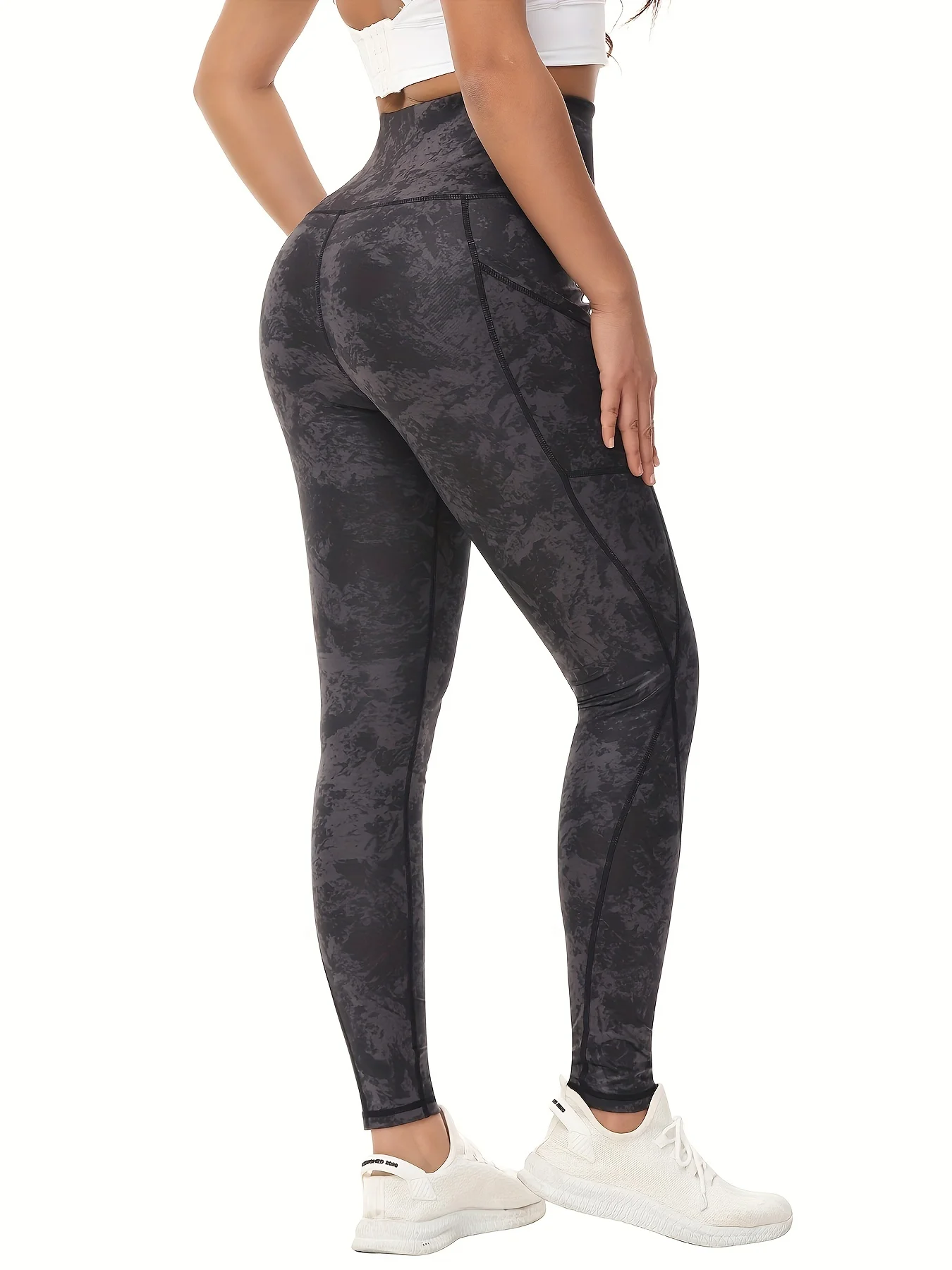 High Waist Yoga Pants with Pockets, Tummy Control Workout Running Yoga Leggings for Women