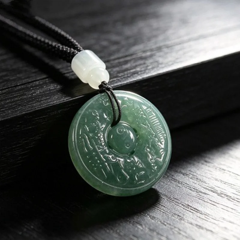 Mountain Ghost Coin Round Pendant, Oil-Rubbed , Exquisitely Carved, Chinese Style, Versatile and Beautiful Jade Ornamen