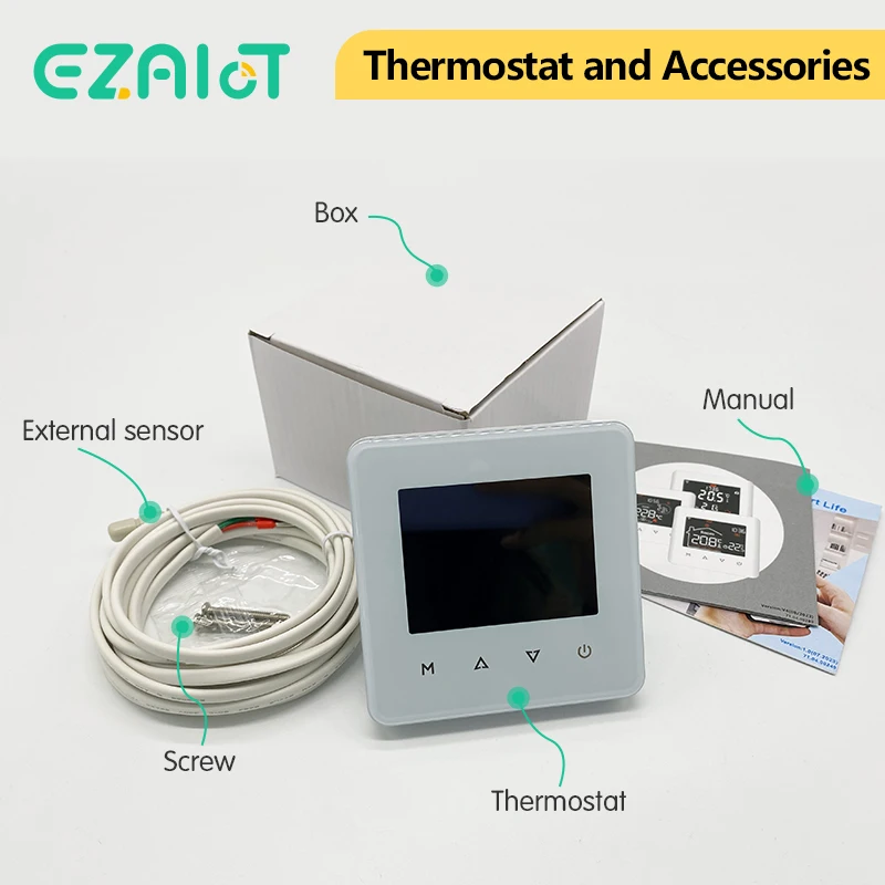 Smart WiFi Termostato para Aquecimento Elétrico de Piso, Controlador de Temperatura Digital, Água, Caldeira a Gás, Tuya, Alexa, Google Home, Yandex