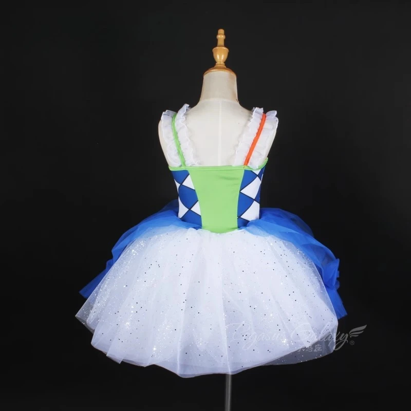Robe Tutu de Ballet pour filles, vêtements de danse à paillettes pour spectacle sur scène, robes contrastées pour adultes, vêtements de danse de Ballet à carreaux pour enfants