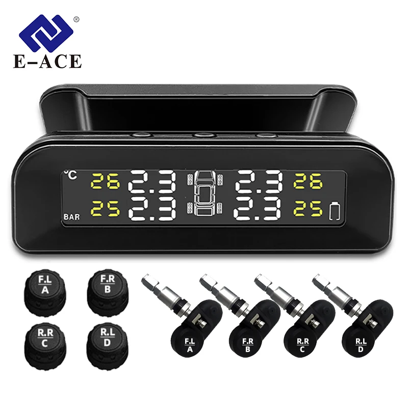 ACCEO Intelligent TPMS Solar Power 4 Sensors car tire pressure monitoring system electronic devices smart alarm systems sensor