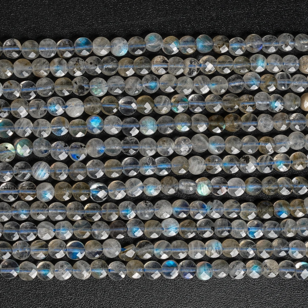 Natural Labradorite Pull Feldspar Cut Flat Beads Faceted Gemstone Beads For DIY Jewelry Accessories 4x2MM