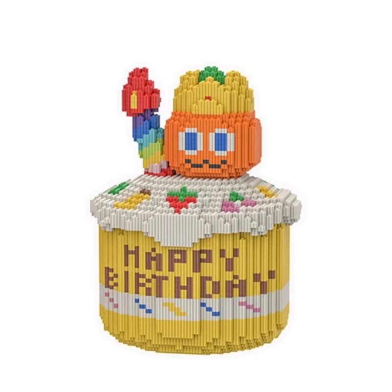 Cake linked with small particles, building blocks, universal gift for boys and girls, desktop decoration