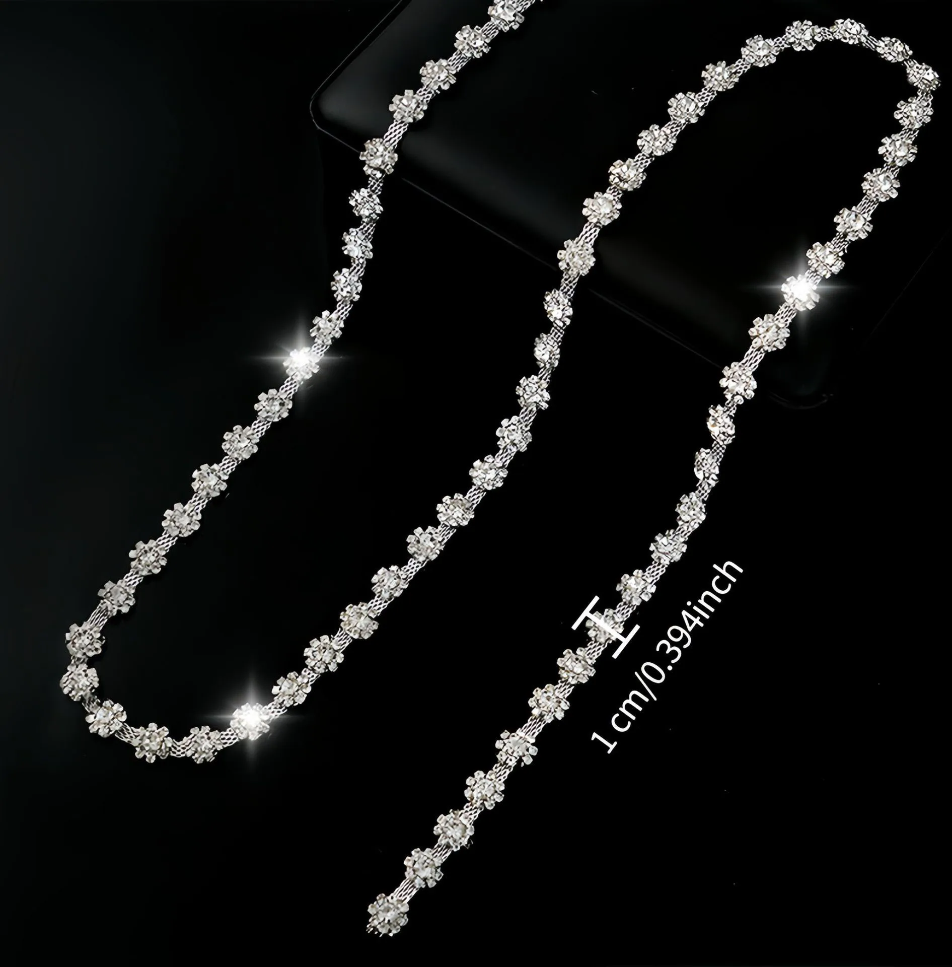 10 Yard Strass-Kette Kristall-Diamant-Accessoires DIY-Basteleien Hochzeitsdekoration Geschenk Sonnenblumenform Glänzendes Strass-Band – Detail 3