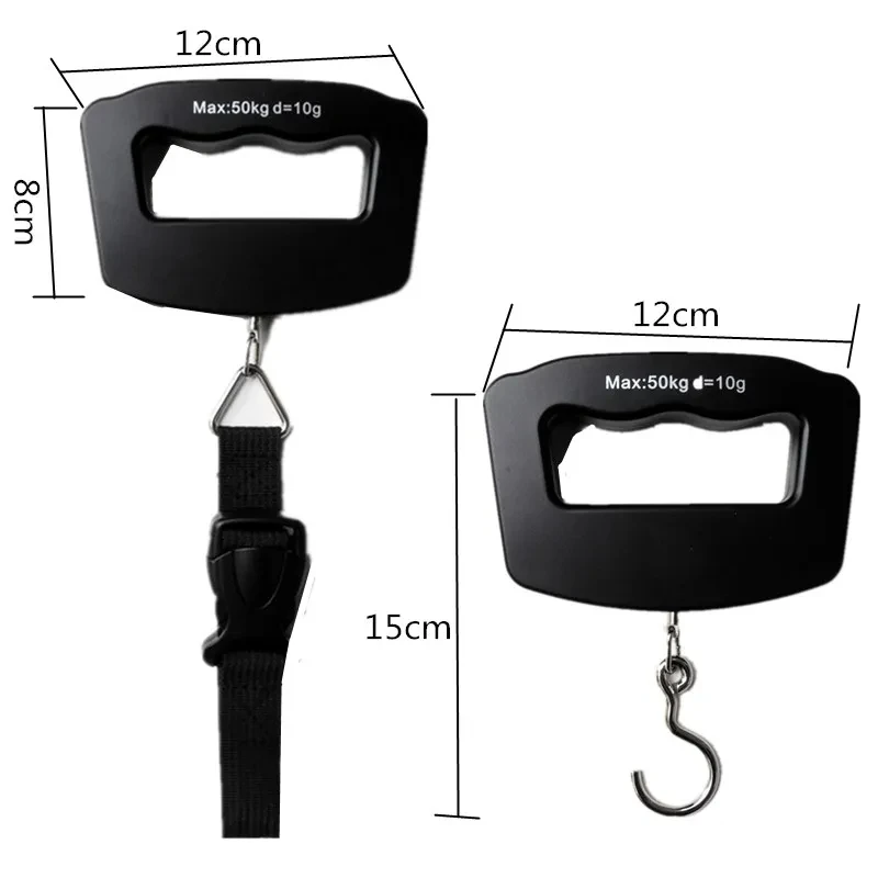 50Kg 10g Portable Hanging Scale Electronic Weighting Luggage Scale Fish Hook Digital Scale LCD Backlight Display Balance