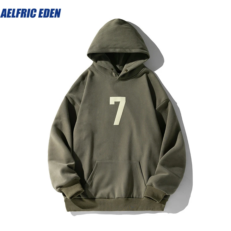 Aelfric Eden Streetwear Number 7 Graphic Hoodie Sweatshirt 2025 Y2K Hip Hop Loose Cotton Hooded Vintage Kpop Harajuku Tops