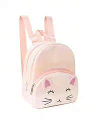 1pc Girls Cute Cat Embroidered Double Pocket Backpack Suitable For Kindergarten Girls Travel Holiday Giftsse Travel Holiday Gi