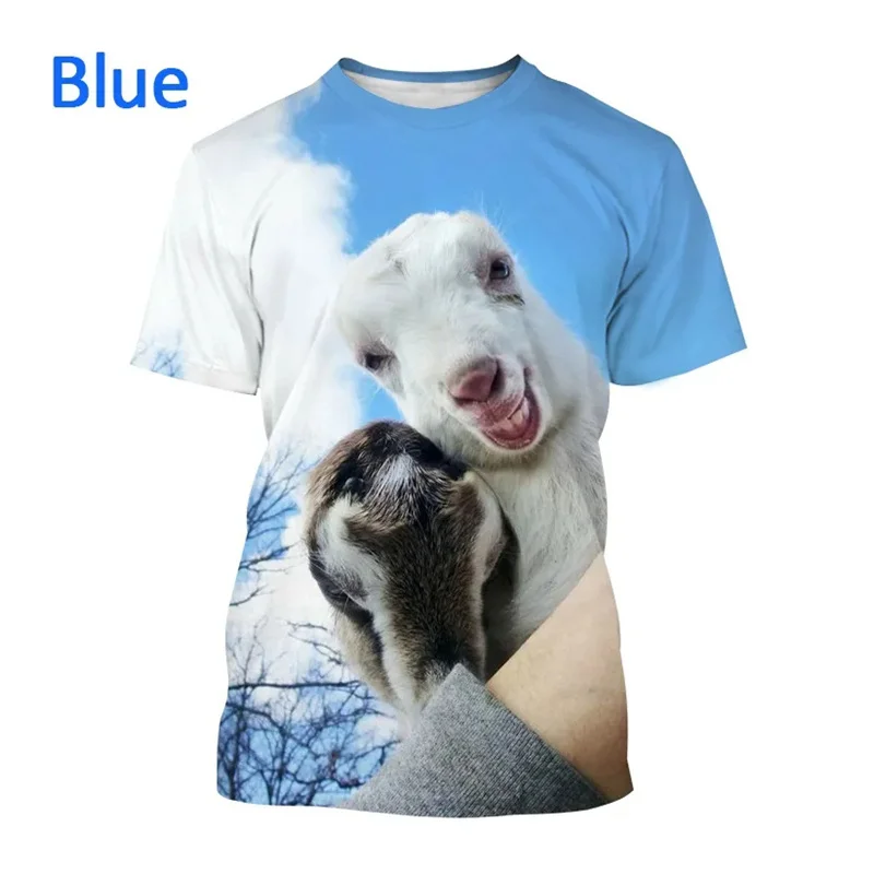 3D hayvan keçi baskılı T Shirt koyun grafik kısa kollu çocuk moda komik Tee gömlek Unisex yaz giyim t-shirt üst