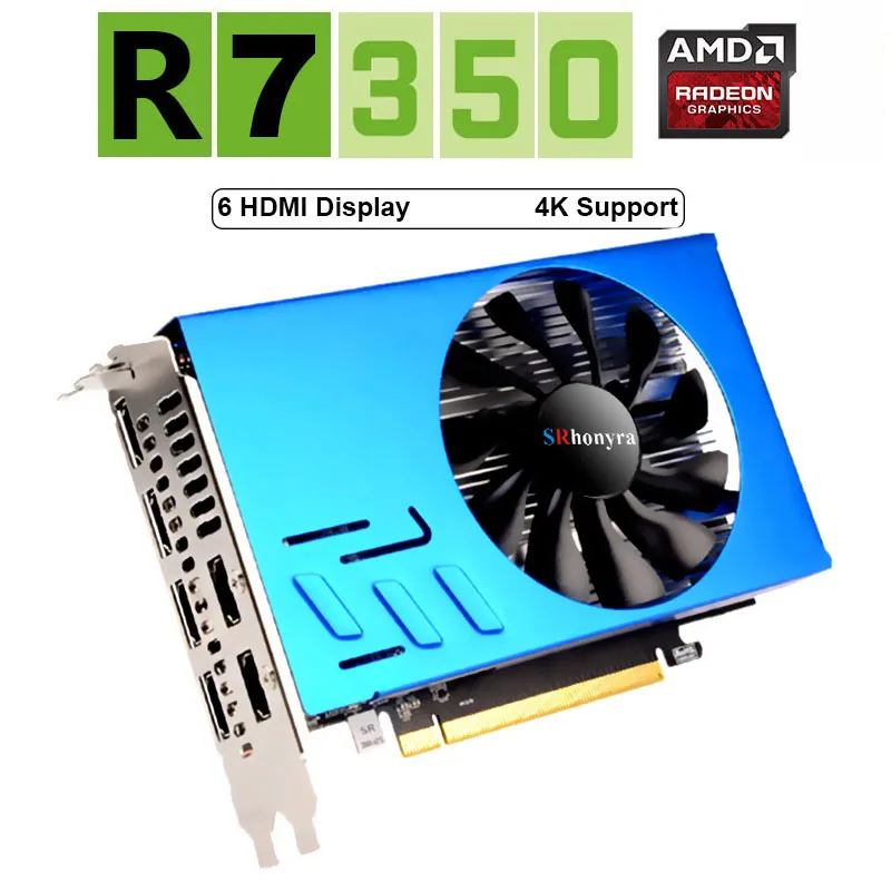 

SRhonyra AMD R7 350 Graphics Card Multi- display 2/4GB GDDR5 128bit 6 HDMI Multi Screen Splicing Video Card GPU EDID