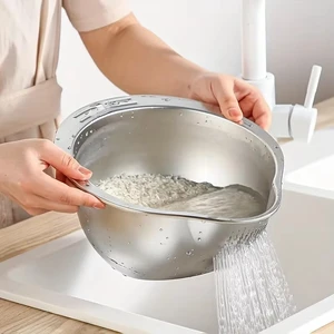 Rice Washer Filter Stainless Steel Bowl Rice Washing Bowl Rice Sieving Fruit and Vegetables Kitchen Tools 10 Main Sales Siege - №7
