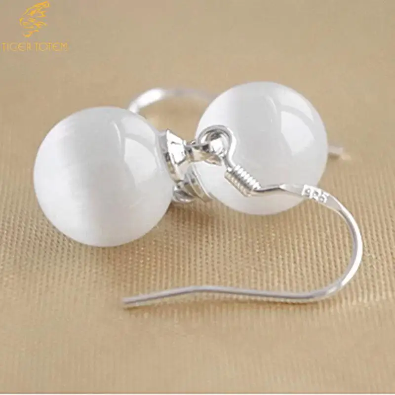 natural Cat\'s eye stone moon ball beads earrings fashion jewelry charm birthday girl lover gift dropshipping wedding top quality