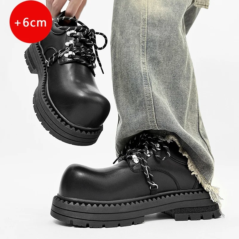 

Мужские кожаные туфли дерби, высококачественные роскошные туфли в минималистском стиле, модные, вечерние, повседневные, офисные, черные туфли на толстой подошве со шнуровкой