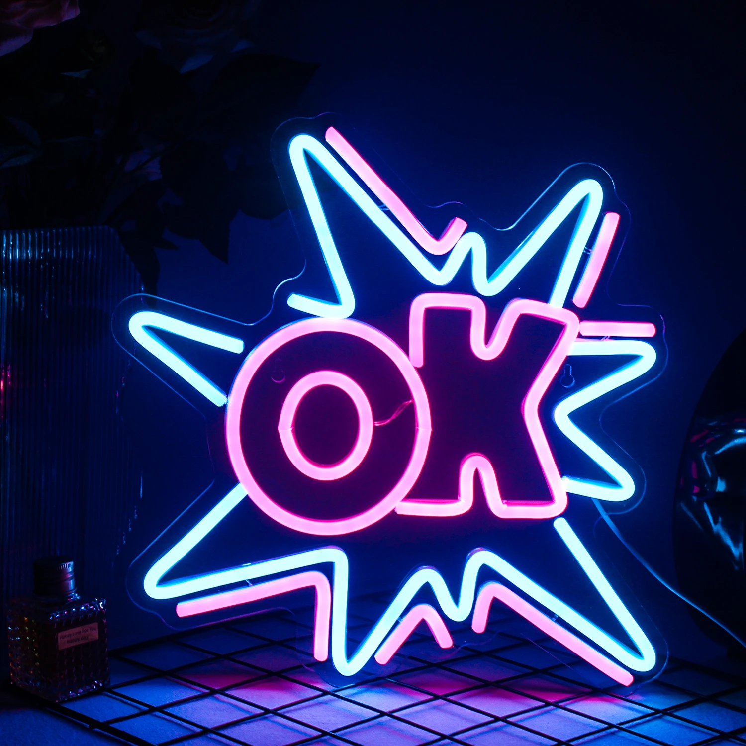 Ineonlife Ok Unique Shape Neon Sign Led Light Kawaii Room Bar Club Party Room Design Luminescent Wall Decor Festival Gift