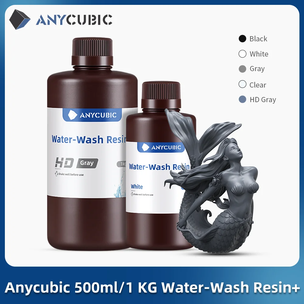 ANYCUBIC Water-Wash Resin For 3D Printer 405nm UV Resin Washable 3D Printer Resin For DLP LCD 3D Printing Material