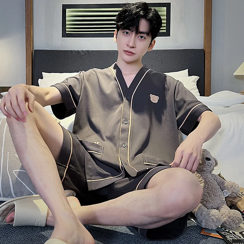 Cardigan short-sleeved suit-g1014