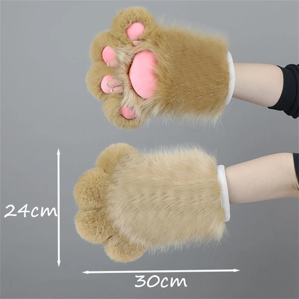 4 Colors Large Meat Mat Paw Cosplay Props Kawaii Cute Cat Paws Furry Comic Claw Fingerless Gloves Half Finger Gloves Fursuit