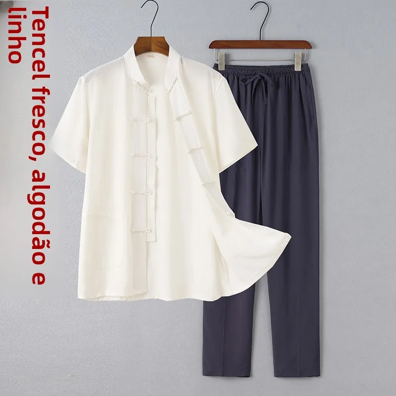 men's-summer-thin-short-sleeve-tang-suit-two-piece-set-dad-clothes-practice-uniform-silk-cotton-linen-blend-casual-wear