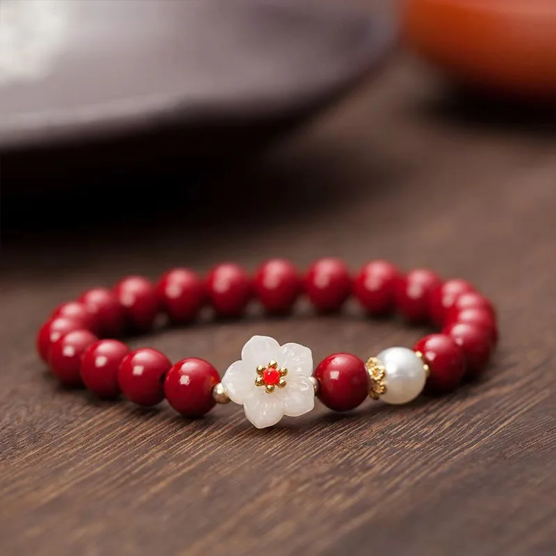 

Peach Blossom Cinnabar Bracelet, Women's Fashion Jewelry, Gift
