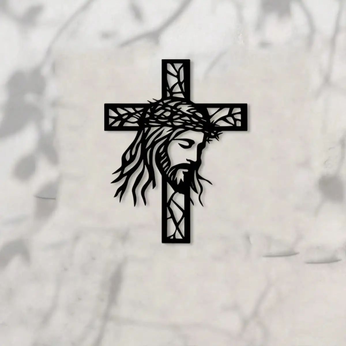 Minimaliste décoration murale fer forgé – Croix Jésus chrétienne – Pour autel maison salle prière – Cadeau religieux