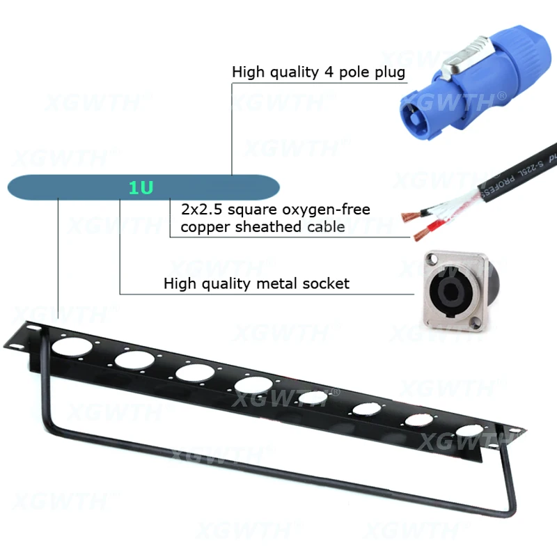 Patch Panel Audio Speaker 4 Core Speaker Socket XLR Connnector 1U Flight Case Mount Loudspeaker Audio Cable Plug 8 12 16 Way