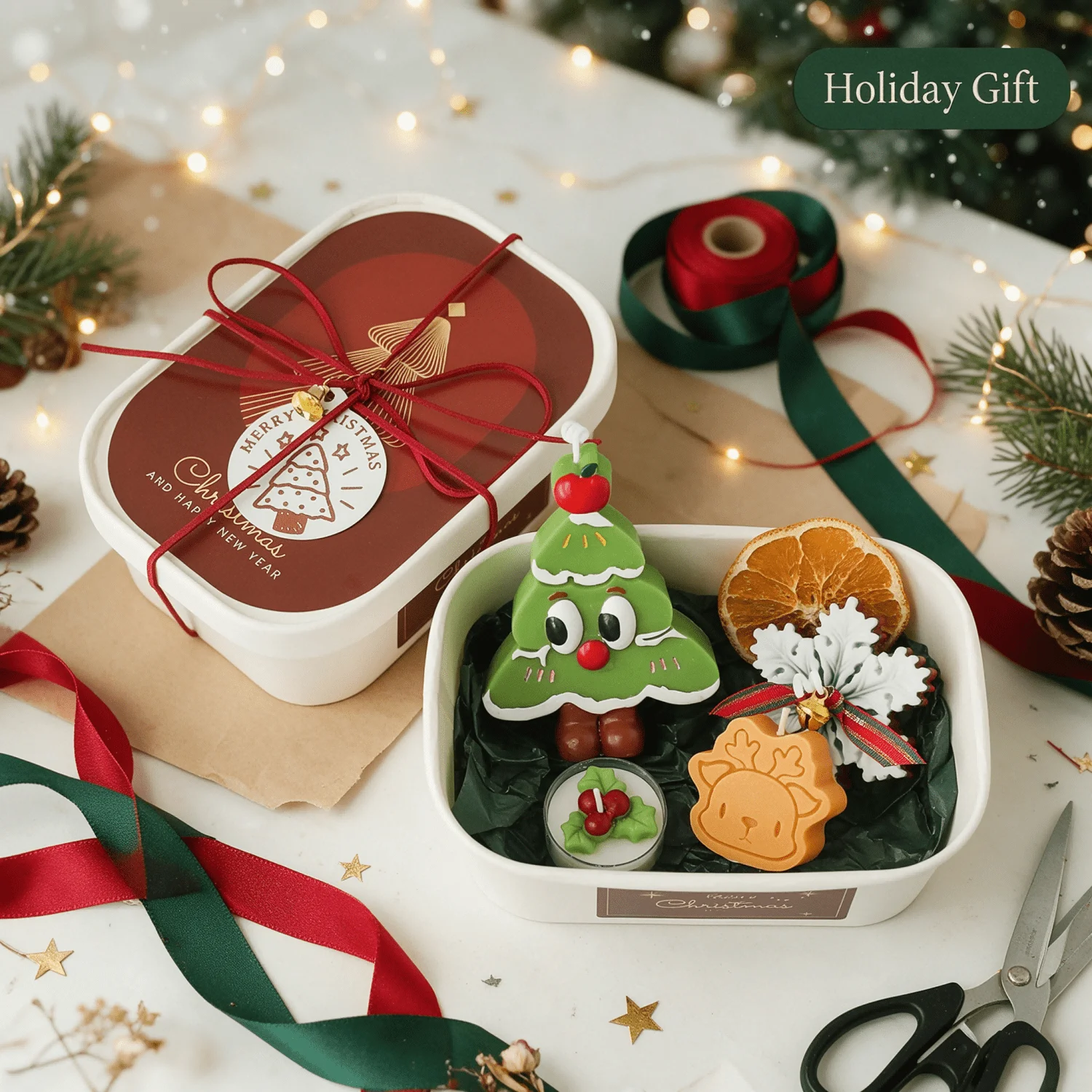 Soy Wax - Handmade Christmas Shaped Scented Candle Gift