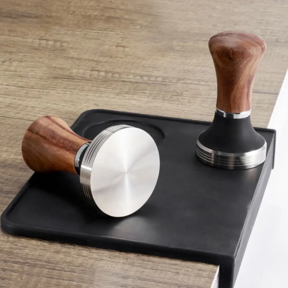 Stainless Steel Flat Base Coffee Tamper 51/53/58 MM Walnut Handle Coffee Powder Pressing Hammer Manual Detachable