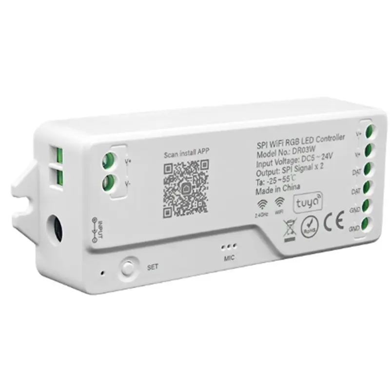 B50B Tuya WiFi SPI RGB LED Controller 720 Pixels for WS281 FCOB Addressable LED Strip Light Alexa for Google