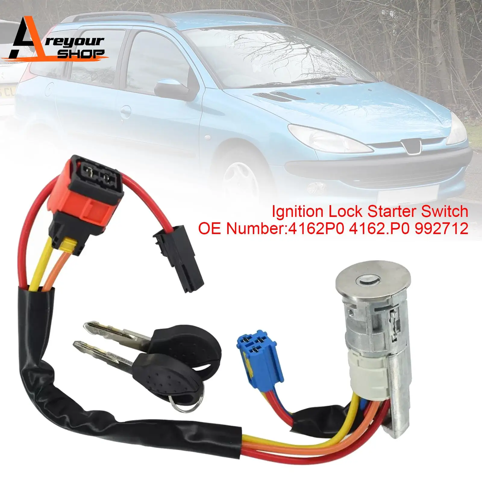

Ignition Lock Starter Switch with 2 Keys for Peugeot 206 Citroen Picasso